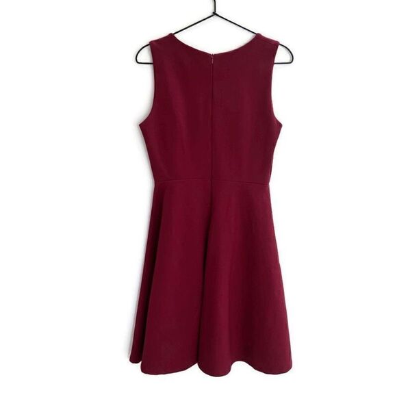 Lulus Hello World Sleeveless V Neck Skater Midi Dress Fit & Flare Burgundy M - Picture 3 of 10
